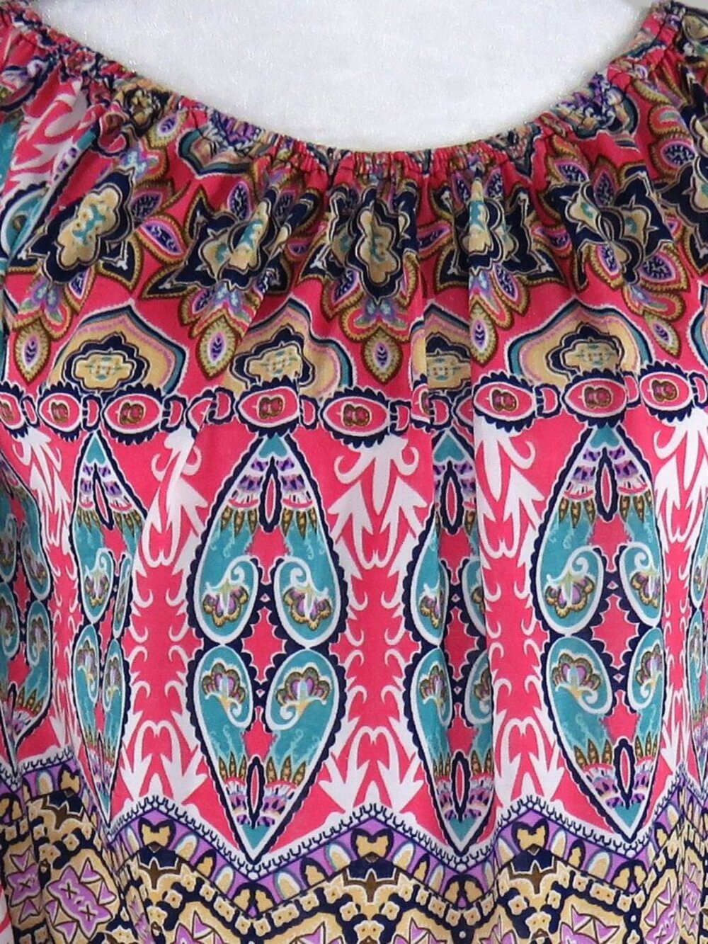 WinWin Women's Multicolor Pin-Wheel-Sleeve Pullover Boho Tunic Size S-M (C2051)